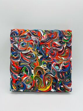 Vibrant Multi-Color Swirl “Sail Away”Abstract Acrylic On Canvas Painting